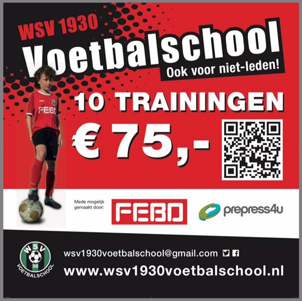 WSV1930 Voetbalschool start weer op vrijdag 14 September
